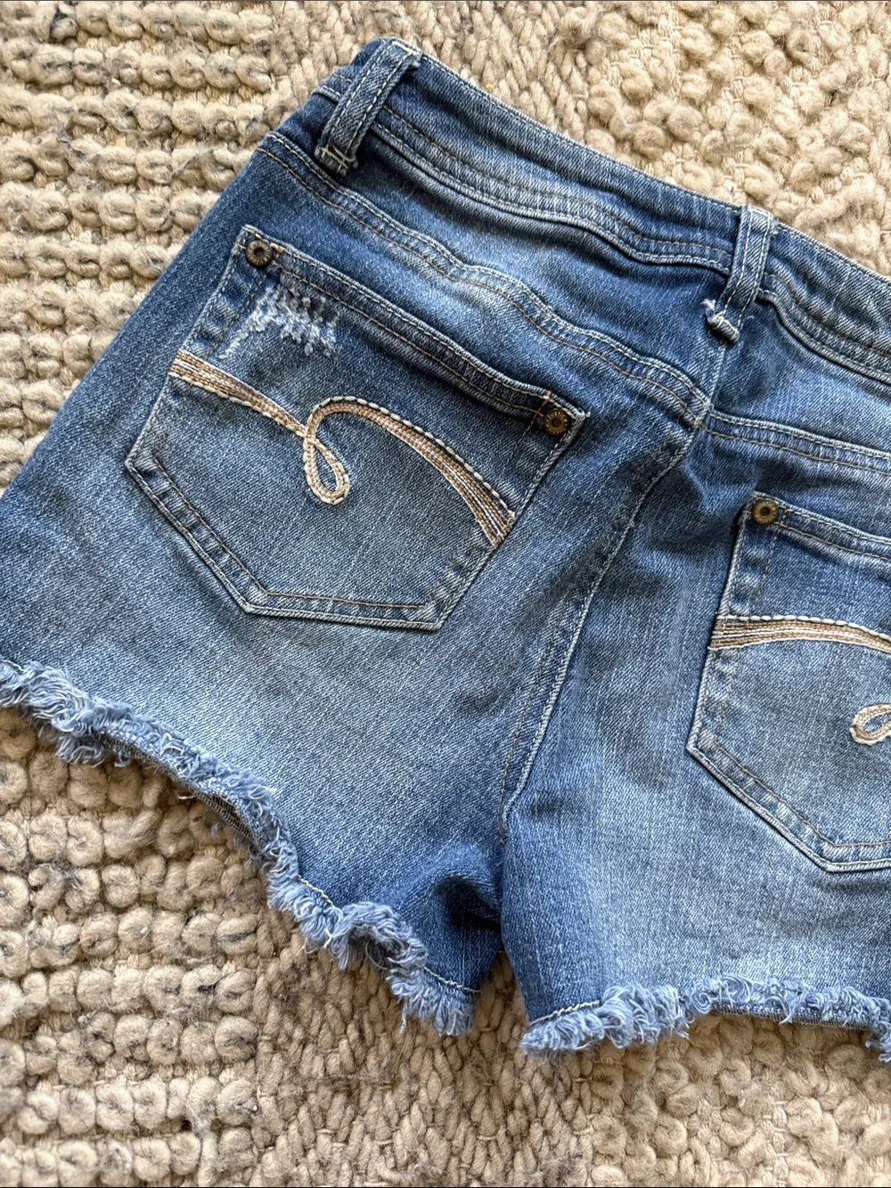 Justice Blue Frayed Hem Denim Shorts 14 distressed